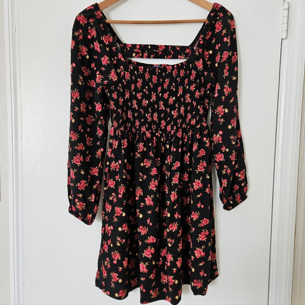 Old Navy Dress M Mini Cottagecore Floral Milkmaid Romantic Smocked Boho Prairie